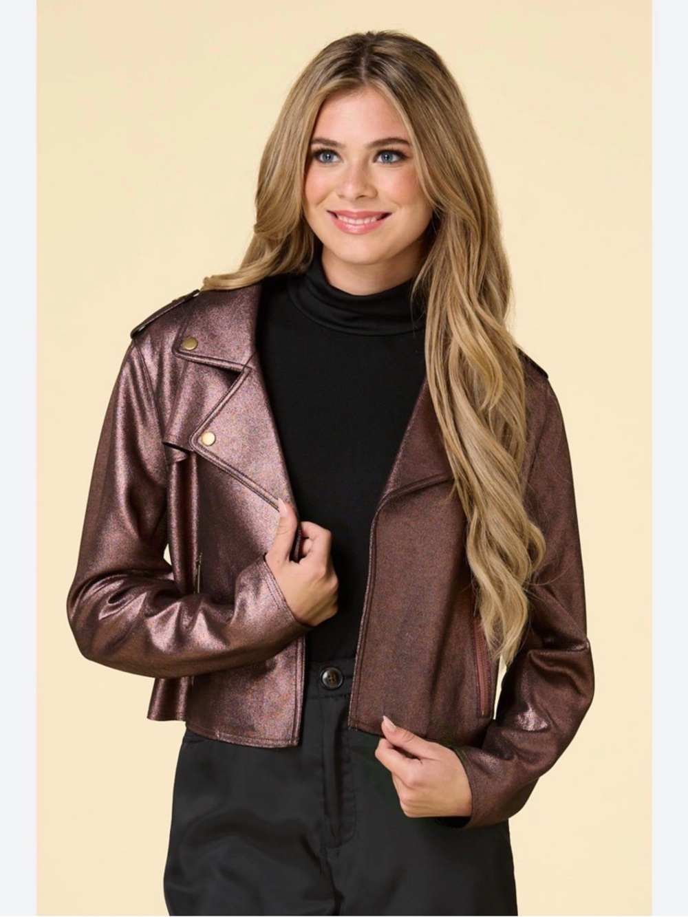 INC International Concepts Metallic Bronze Motorcycle Jacket